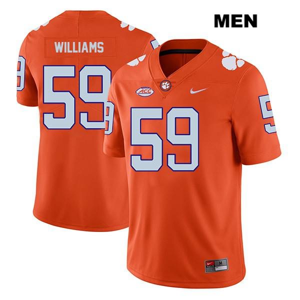 Men's Clemson Tigers #59 Jordan Williams Stitched Orange Legend Authentic Nike NCAA College Football Jersey TMN4446UF